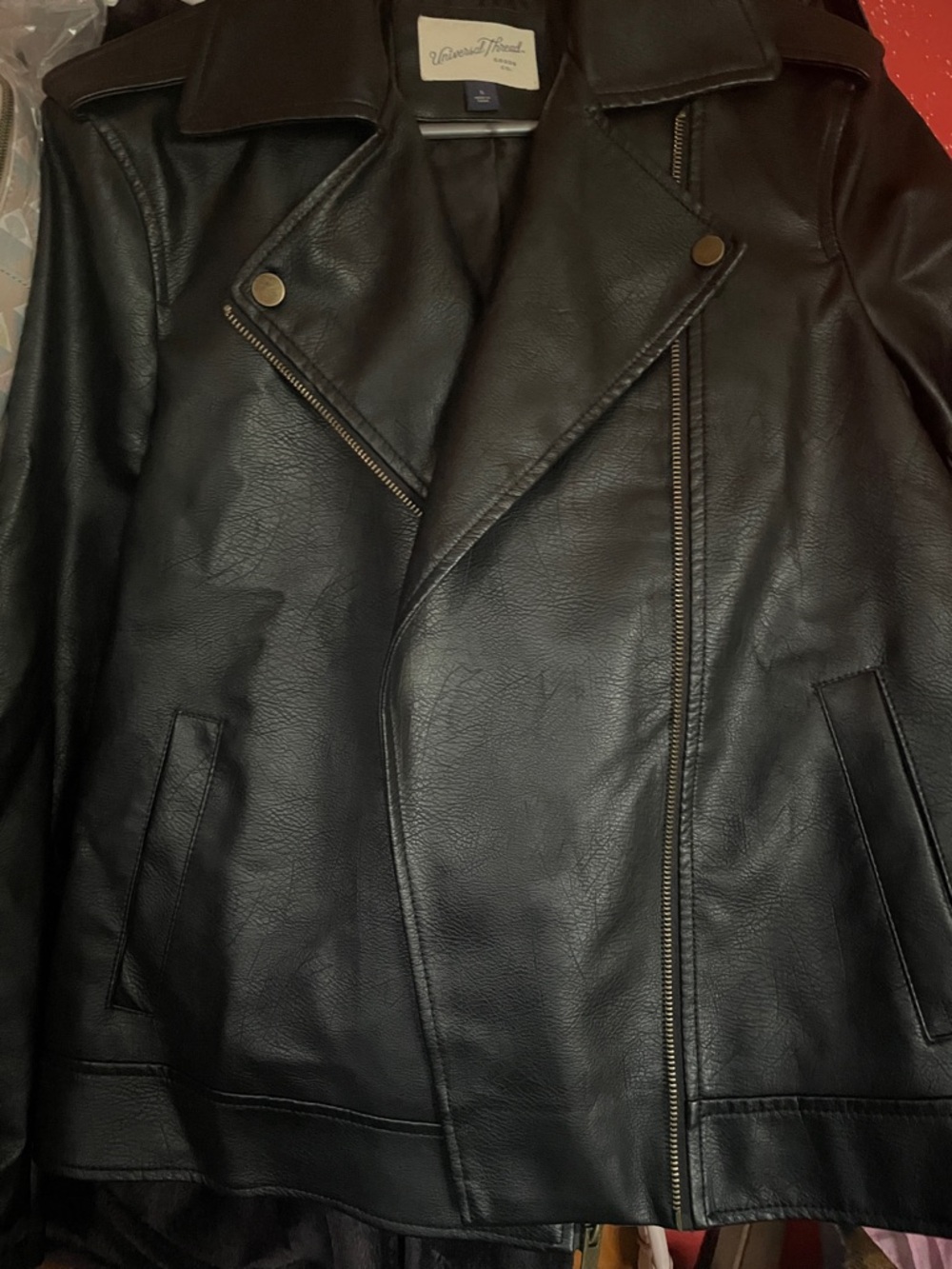 Universal Thread Black Faux Leather Moto Jacket